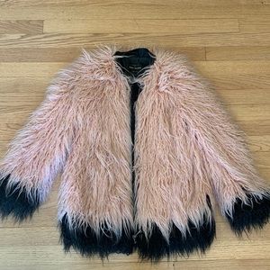 Pink and black “River Island” fuzzy jacket